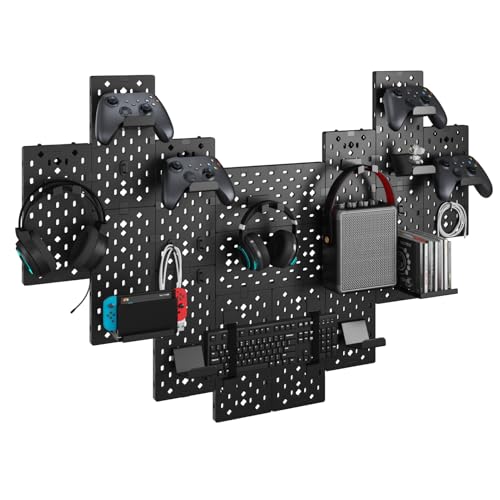 PEGZONE Controller and Headphone Holder Wall Mount, Modular Gaming Pegboard with Accessories, Black & Red R81990