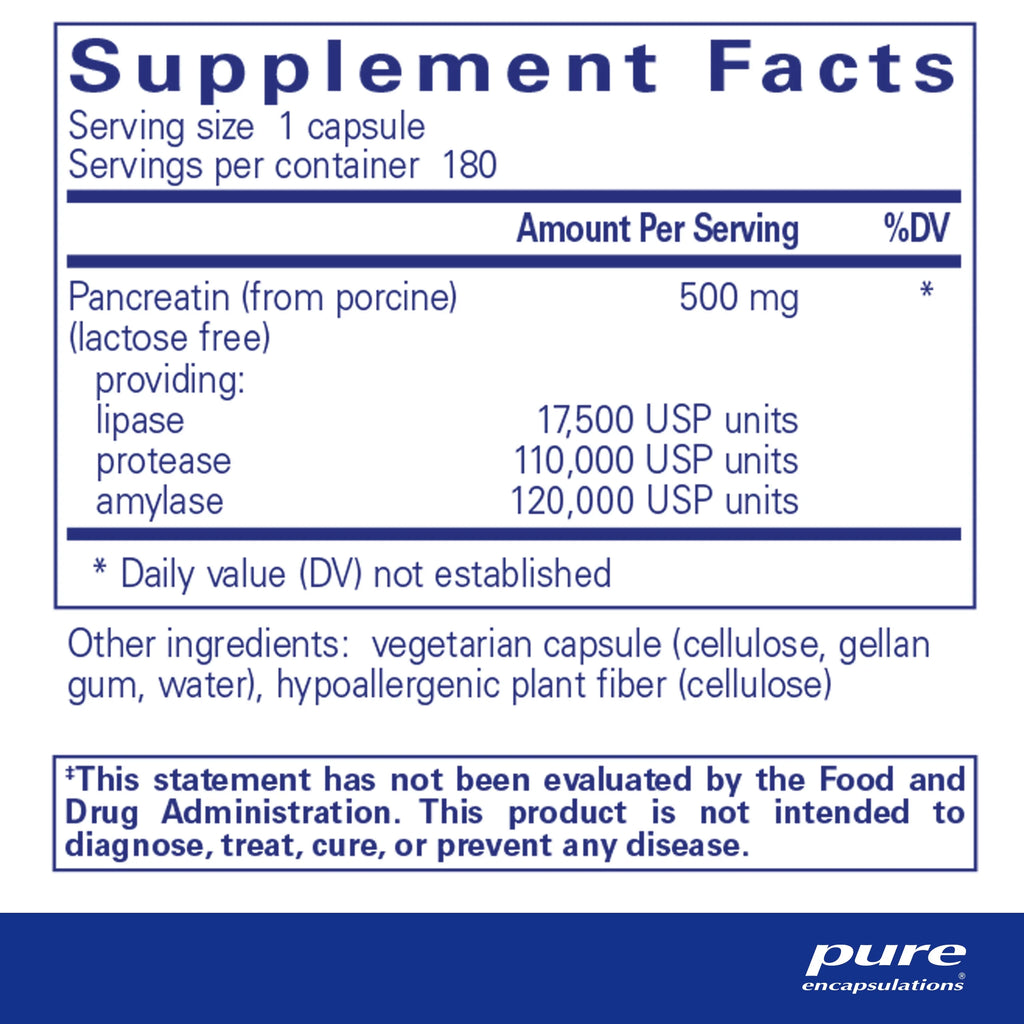 Pure Encapsulations Pancreatic Enzyme Formula, 180 Capsules H8488