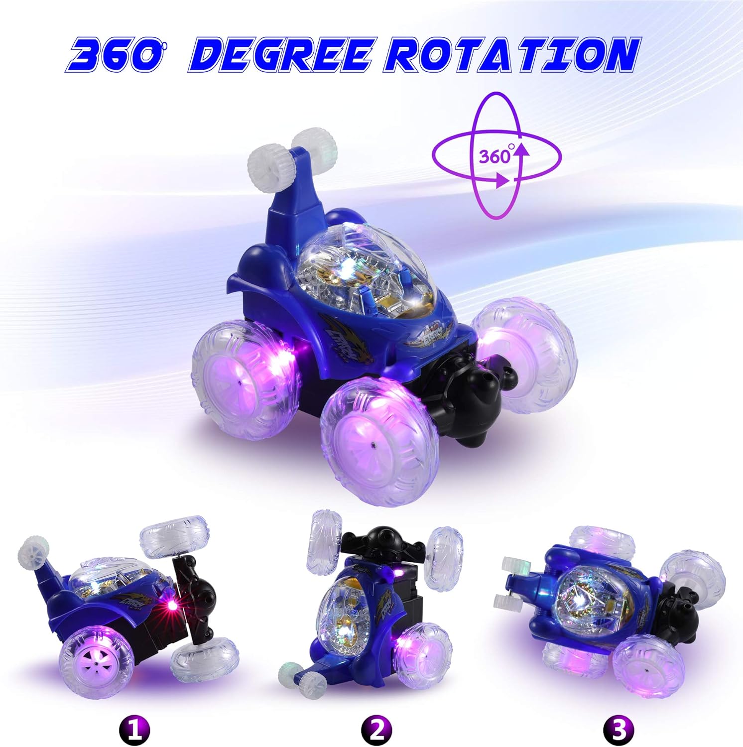 UTTORA Remote Control Car for Kids, 2.4GHz 2 in 1 RC Stunt Car with LED Headlights N8309