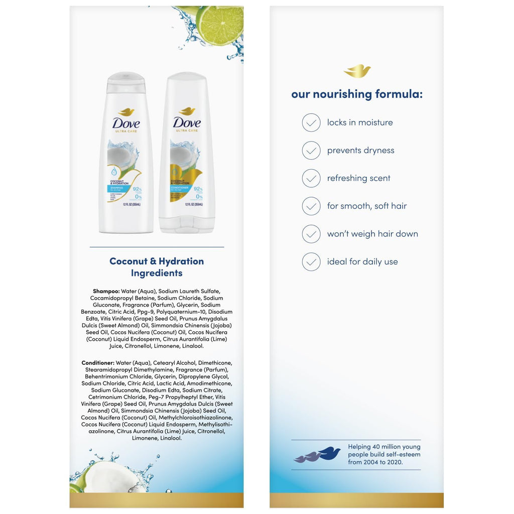 Dove Nourishing Secrets Coconut Shampoo and Conditioner Set, 12 oz, 2 Piece N756