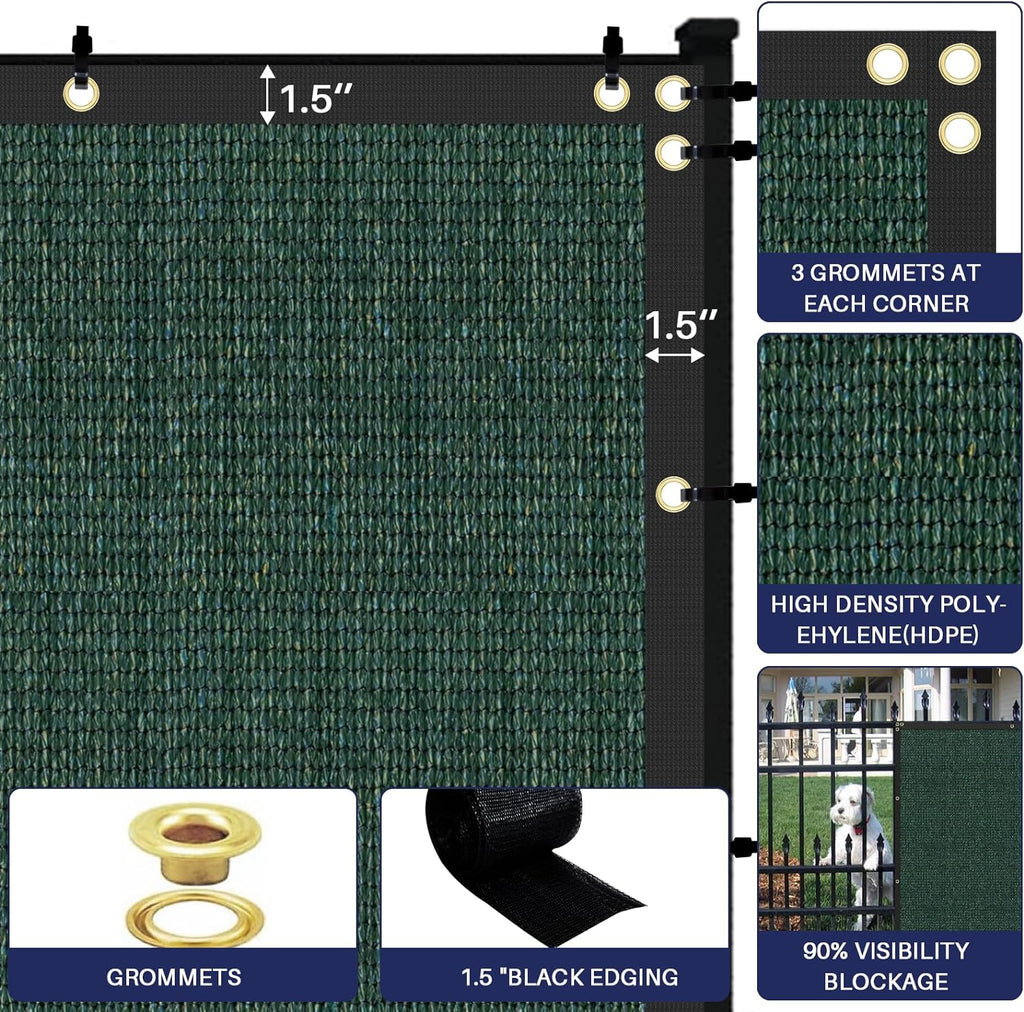 Green Privacy Fence Screen 5x26 ft Heavy Duty Mesh Shade Cover M33571
