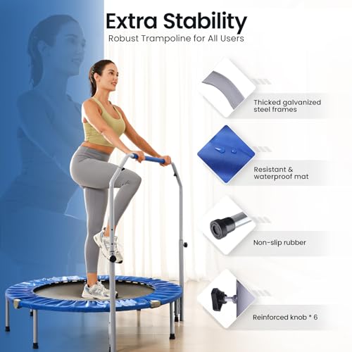BCAN Foldable Mini Trampoline with Adjustable Foam Handle for Adults O541845