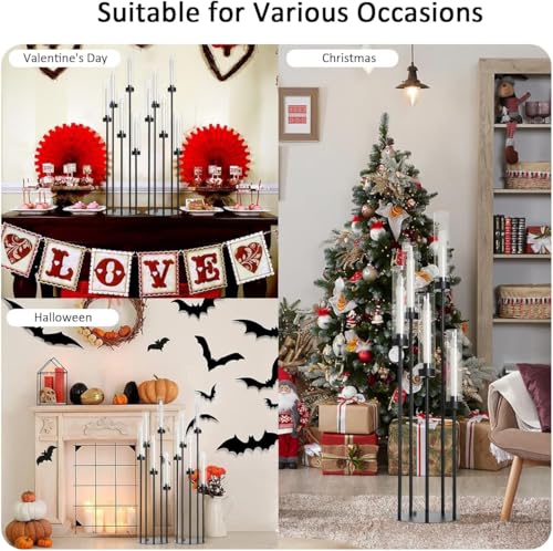 Matte Black 5 Arm Candelabra with Acrylic Shades for Table Centerpiece W6999