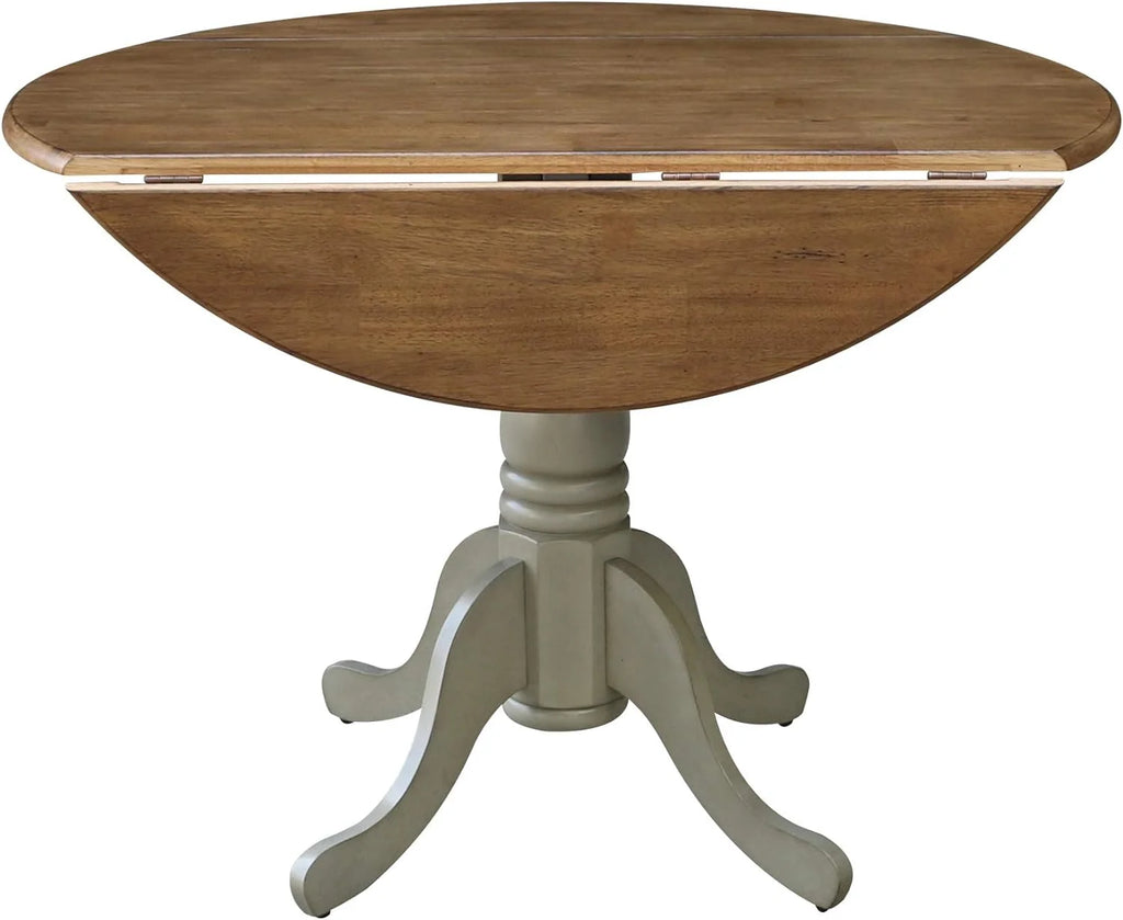 Inch Dual 42 Drop Leaf Dining Table, Distressed Hickory/Stone K77012