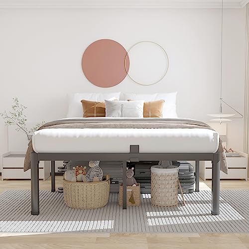 ROIL 12 inch California King Bed Frame Metal Platform with Headboard Hole S16036