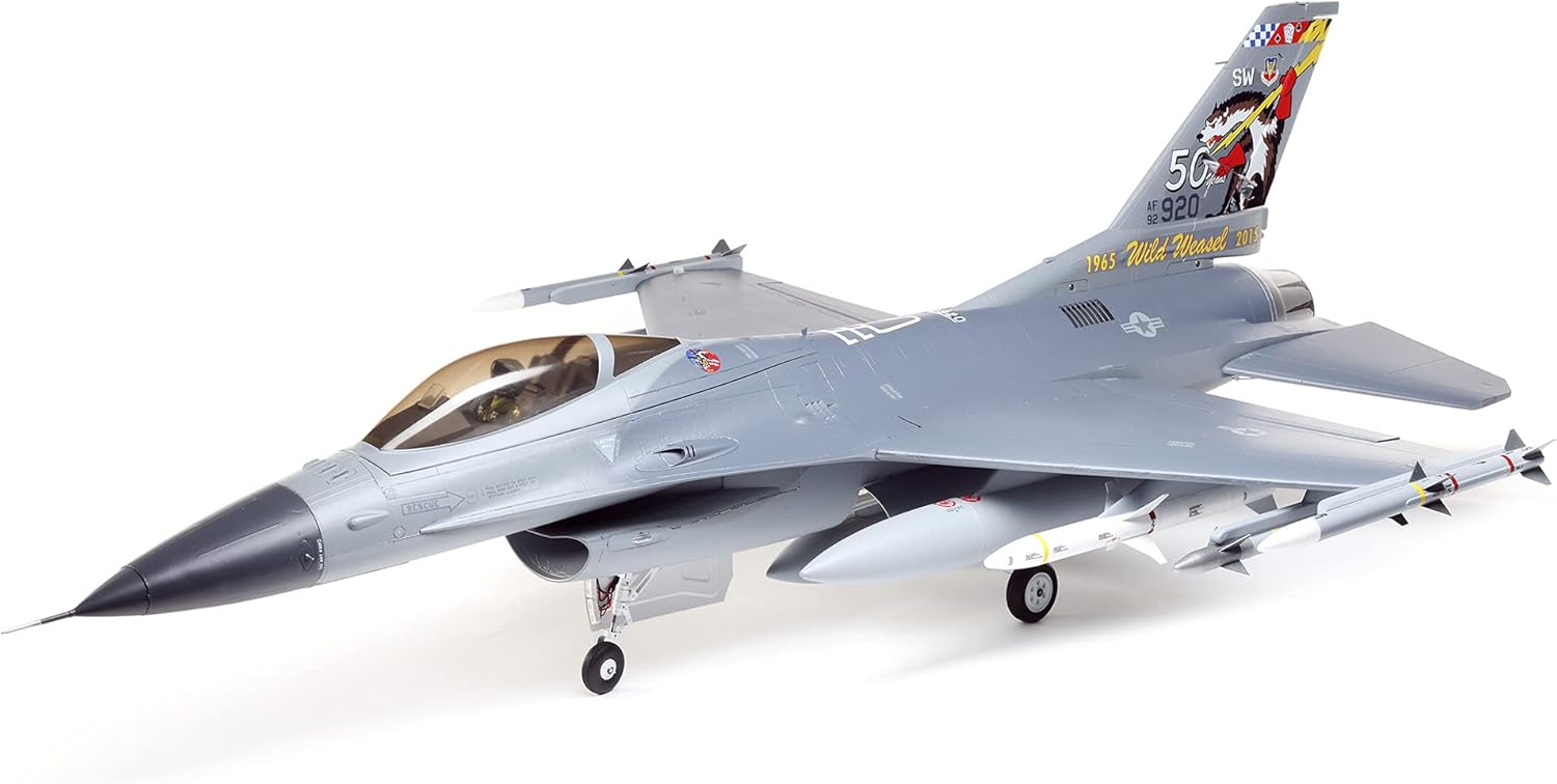 E-flite RC Airplane F-16 Falcon 80mm EDF Jet Smart BNF Basic Transmitter Battery and Charger Not Included with Safe Select EFL87850