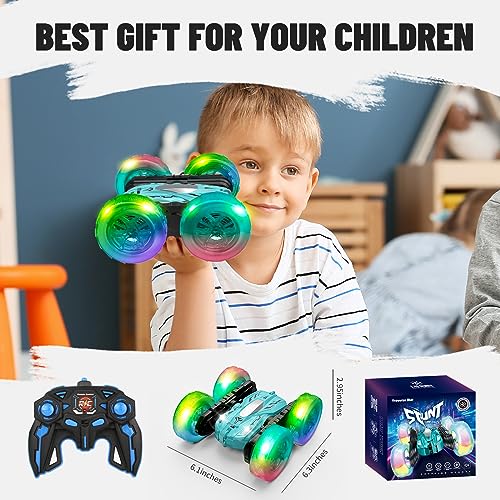 Remote Control Stunt Car 360° Rotating with Lights 2.4Ghz for Kids Aged 6-12 Yellow D486453