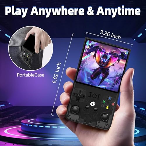 R36Max Handheld Game Console, 4.0 Inch IPS, 64GB, 4000mAh, New Black Y517