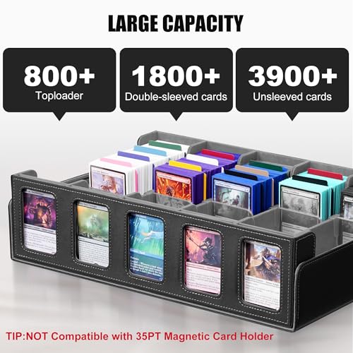 Trading Card Storage Box with Commander Display, 5-Row Deck Case, Black Purple B7043