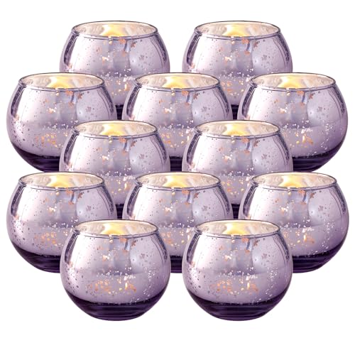 Volens Round Gold Mercury Glass Votive Candle Holders, Set of 12 N571280