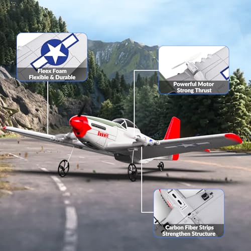 VOLANTEXRC RC Plane P51D Mustang RTF, 2.4Ghz 2CH Remote Control Airplane with Gyro Stabilization T471