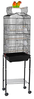 66-Inch Open Top Flight Bird Home Cage for Cockatiel Quaker Parrot Sun Parakeet Green Cheek Conures Finch Budgie Lovebird Parrotlet Canary Finch Pet Bird with Side Nest Doors Removable Rolling Stand