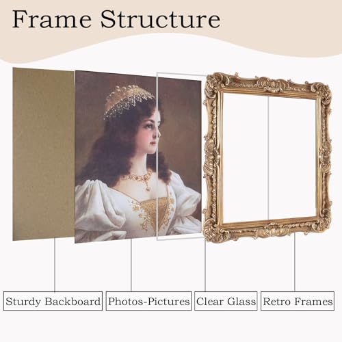 Antique Picture Frames 8x10 Vintage Victorian Ornate with Glass, Black S55546