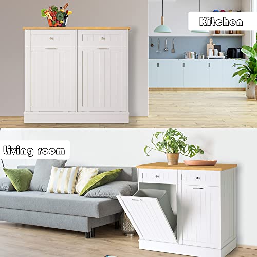Tilt Out Trash Cabinet 10 Gallon White for Kitchen I38141