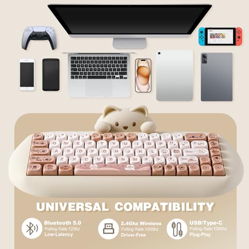 YUNZII C68 Wireless Mechanical Keyboard 65% Hot Swap RGB Backlit for Win/Mac O62087