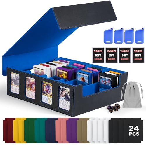 Trading Card Storage Box with Commander Display, 5-Row Deck Case, Black Purple B7043