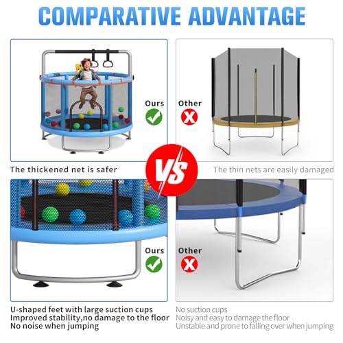 55" Kids Trampoline with Enclosure Net and Basketball Hoop M907892