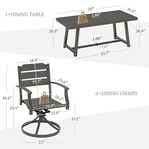 Bullard Outdoor Patio Dining Set 5Pcs with Umbrella Hole, Aluminum Frame B824