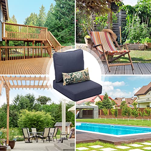Aoodor 22'' x 24'' Outdoor Deep Seat Chair Cushion Set, Green (Set of 2 Seats, 2 Backs, 2 Pillows) O91097