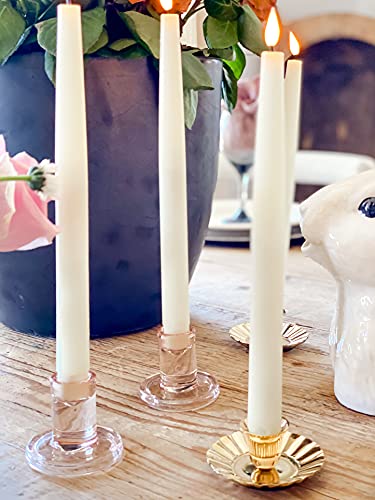 LampLust Clear Glass Candle Holders for Standard Tapered Candles, 10 Pack H908