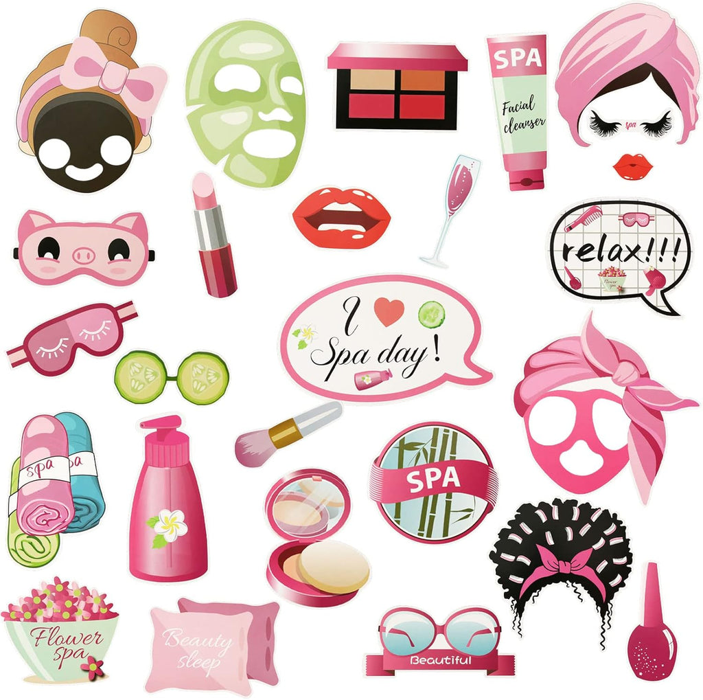 Konsait 26 PCS Spa Party Photo Booth Props for Girls K955284