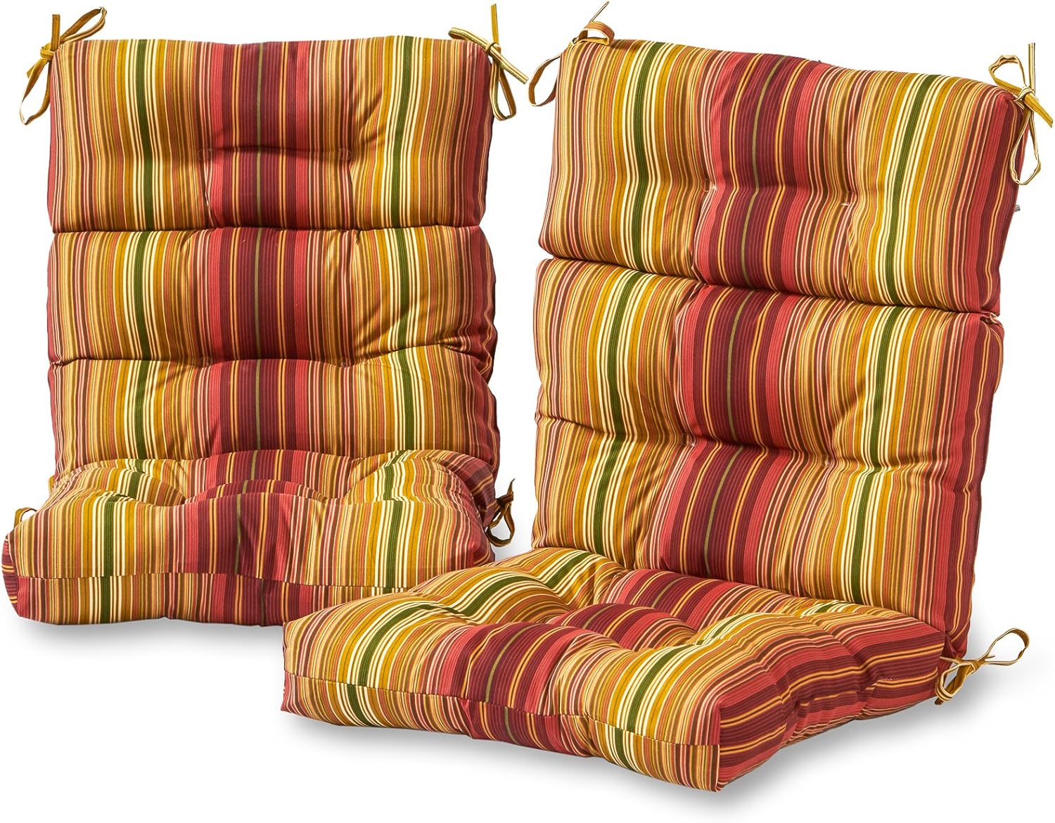 Greendale Home Fashions Outdoor 44 x 22-inch High Back Chair Cushion, Set of 2, Cinnamon Stripe 2 Count