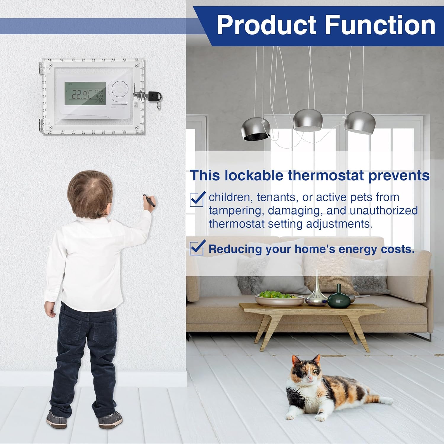 Thermostat Lockable Box with Keys Clear Cover for Honeywell W396