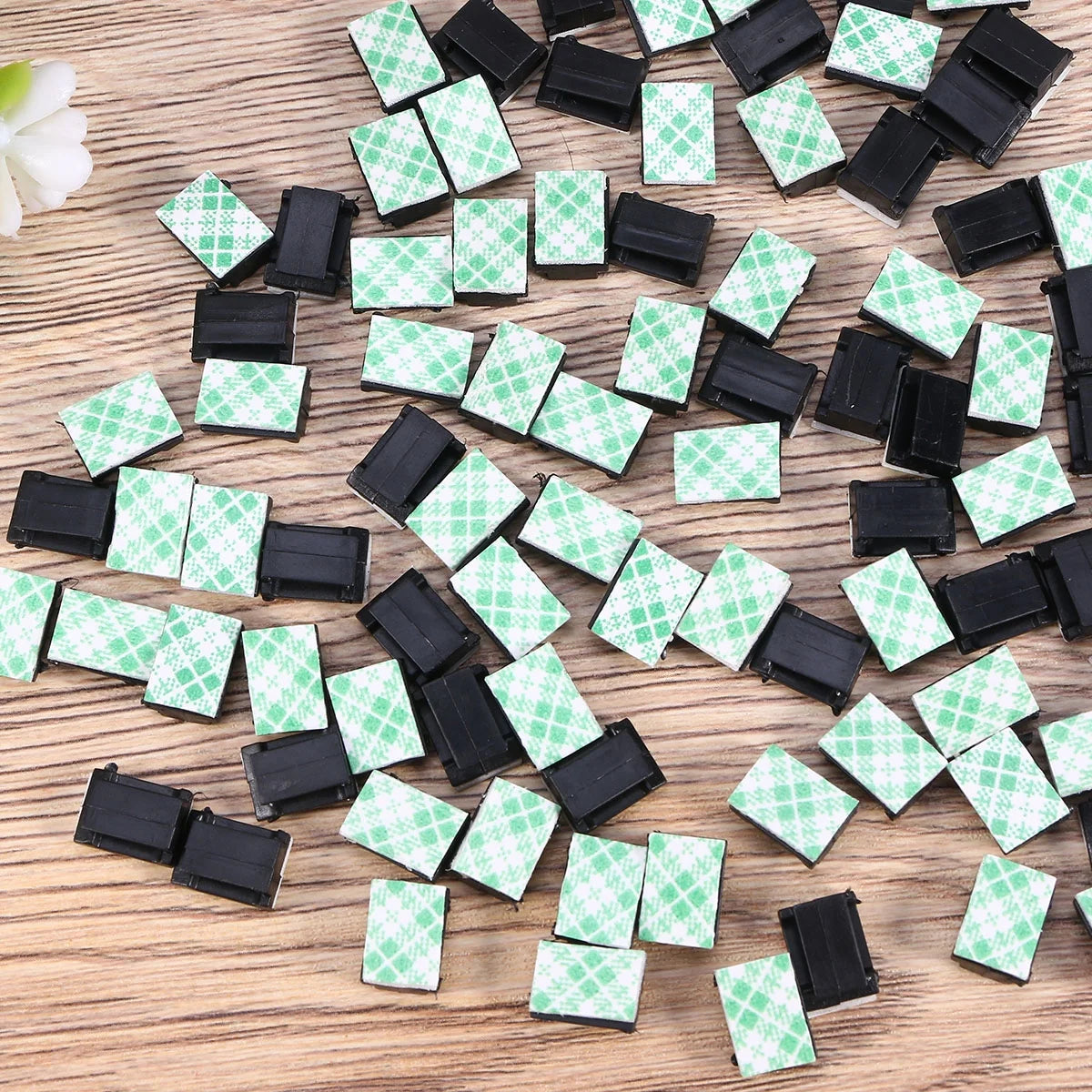 Masteelf 100pcs Black Adhesive Cable Clips Wire Cord Holders G3608