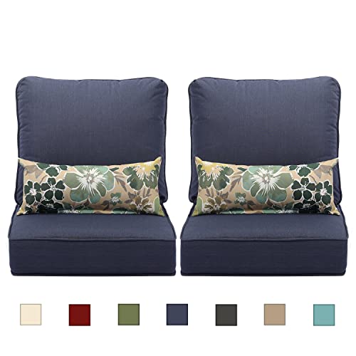 Aoodor 22'' x 24'' Outdoor Deep Seat Chair Cushion Set, Green (Set of 2 Seats, 2 Backs, 2 Pillows) O91097