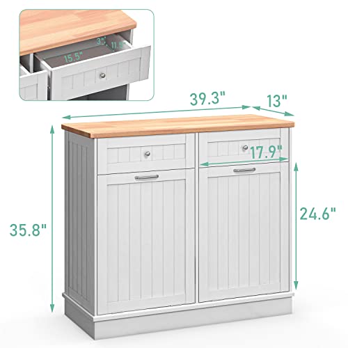 Tilt Out Trash Cabinet 10 Gallon White for Kitchen I38141