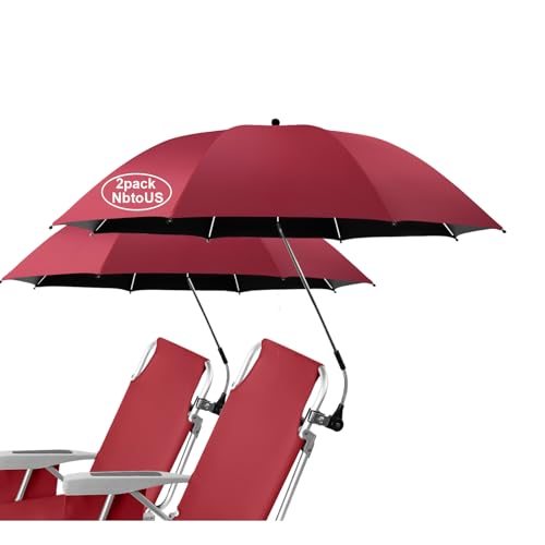2 PCS Chair Umbrella with 360° Adjustable, UPF 50+ Chair Umbrella with Clamp, Beach Chair with Umbrella for Beach,Sand, Yard(Not Include Chair)
