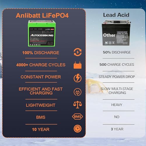 12V 100Ah LiFePO4 Lithium Battery with 100A BMS for RV, Marine, Solar V78934
