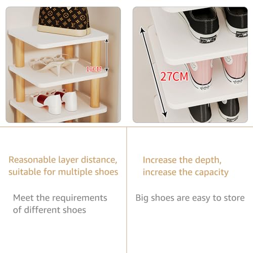 8 Tier Vertical Shoe Rack for Entryway, Narrow Storage Stand W197