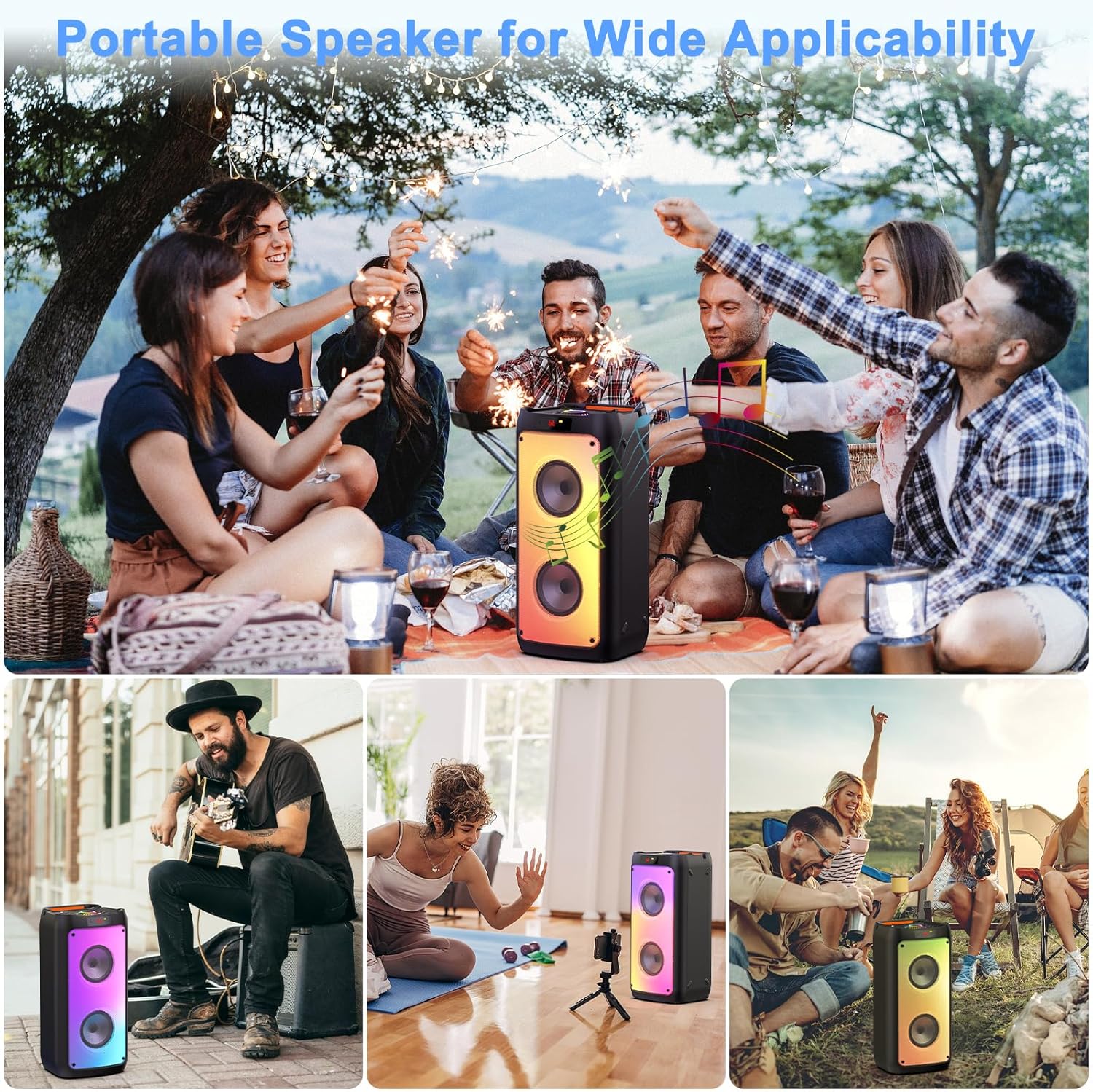 Karaoke Machine with 2 Wireless Microphones, Portable Bluetooth Speaker with Disco Lights M877320