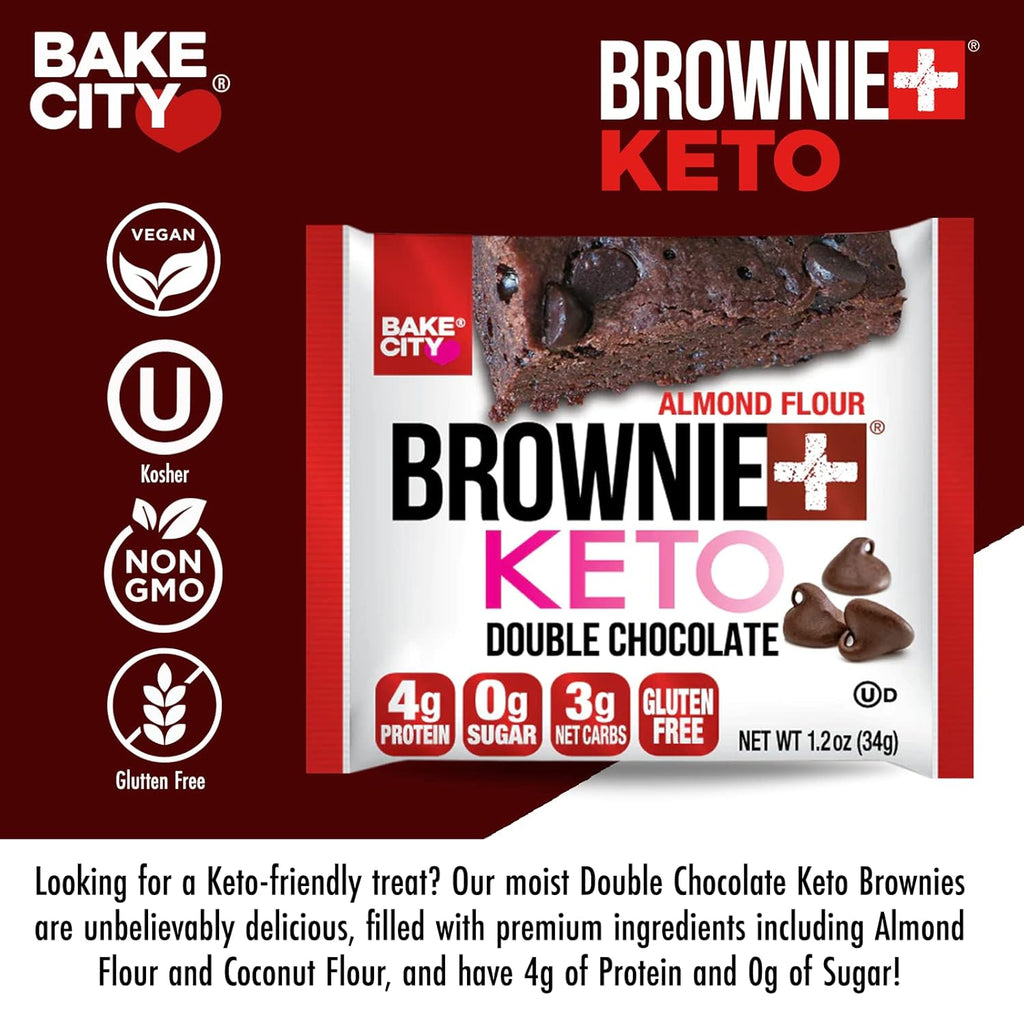 Bake City Brownie+ Keto 1.2oz Brownie (12 pack), Gluten Free, 0g Sugar Z12341