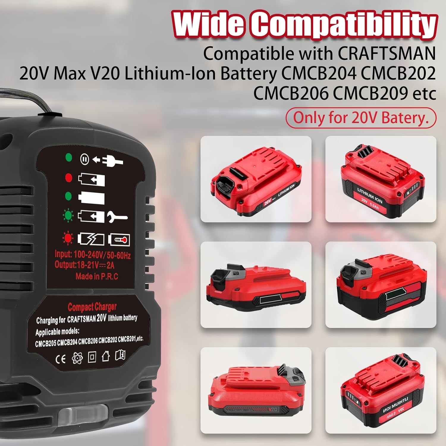 Craftsman 20V Lithium-ion Battery Charger with 2A Output V7624