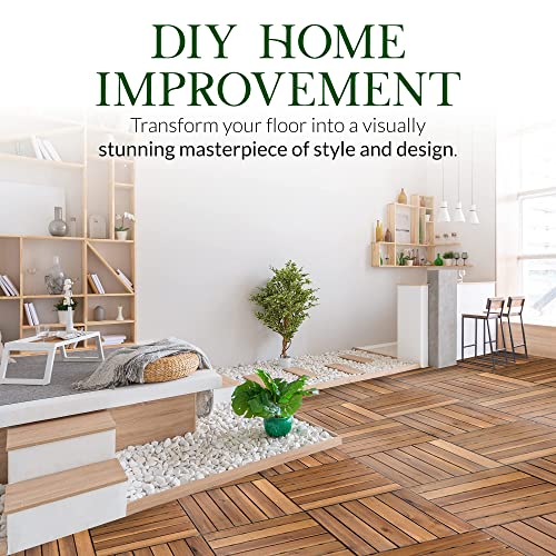 Acacia Wood Interlocking Deck Tiles 12"x12" Pack of 10 for Outdoor/Indoor D621807