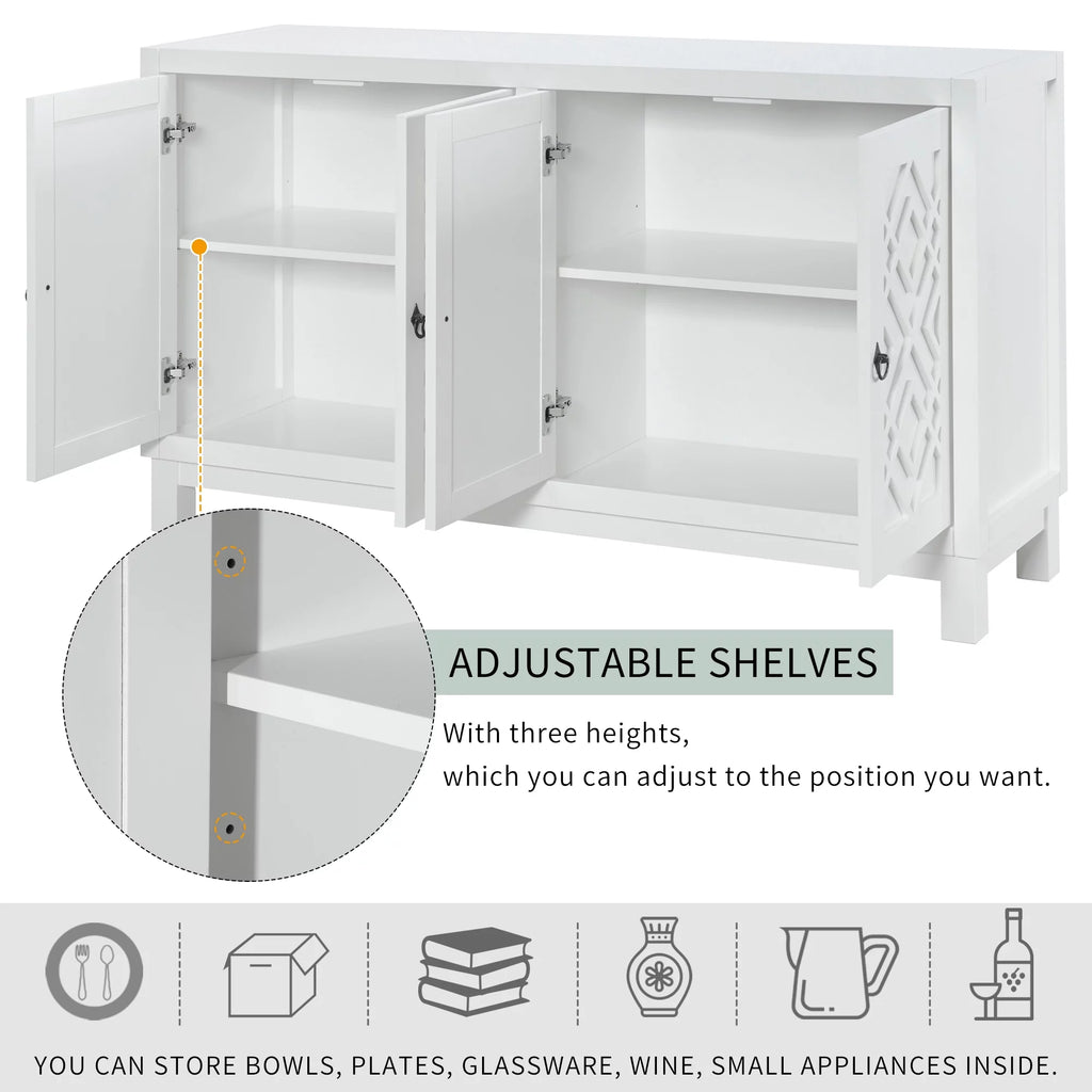 2-Door Storage Cabinet with Metal Legs and Adjustable Shelves, White U28992