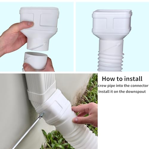 7ft Flexible Gutter Downspout Extension, 3" Drainage Pipe, White, 1-Pack S76160