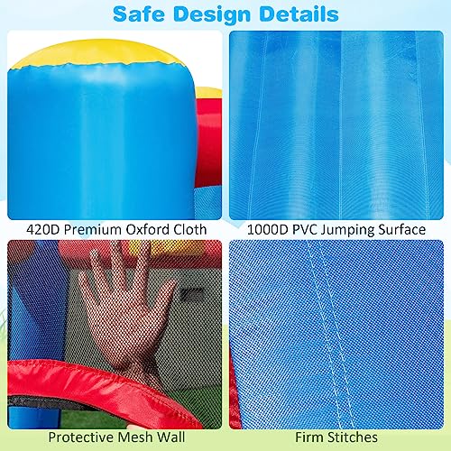 OLAKIDS Inflatable Bounce House 3 in 1 Kids Jumping Castle with Slide and Basketball Rim N370840