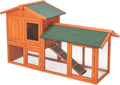 61" Wooden Chicken Coop Hen House,Chicken Coop,Wooden Rabbit Hutch Pet Cage Shelter Hen House with Waterproof Roof, Ladder,Ramps, Run, Nesting Box for Rabbit, Chicken and Other Small Animals Outdoor