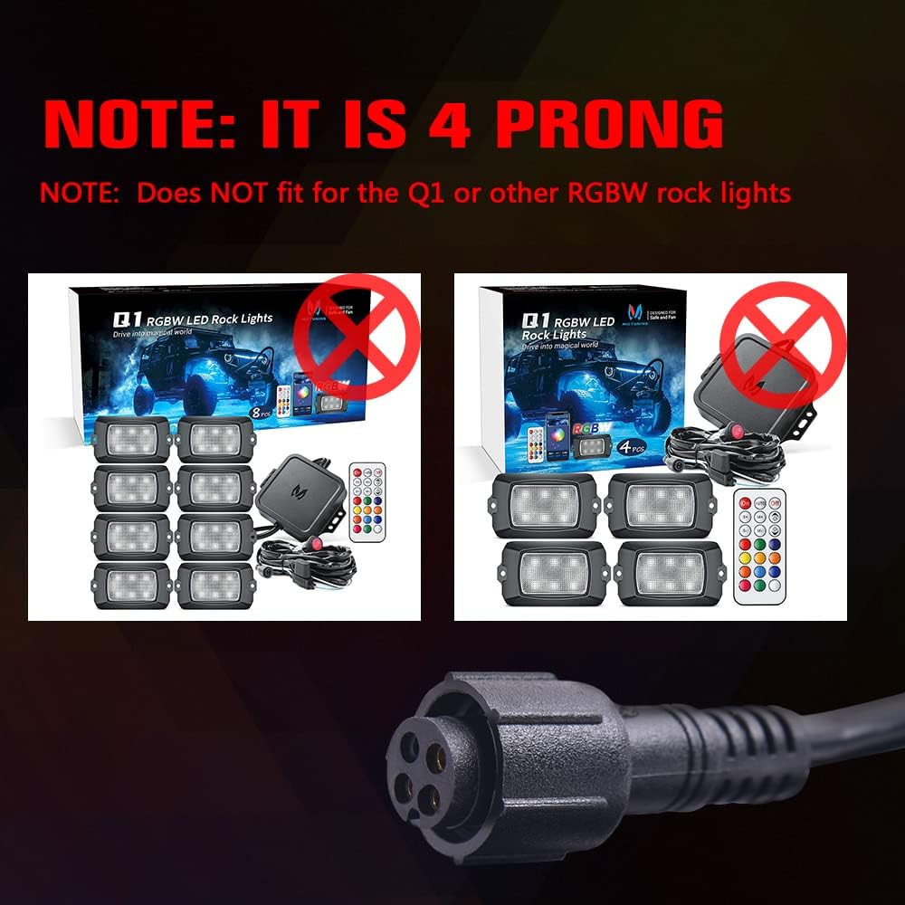 MICTUNING 10FT 4 Pin RGB Rock Light Extension Cable (2 Pack) O630135