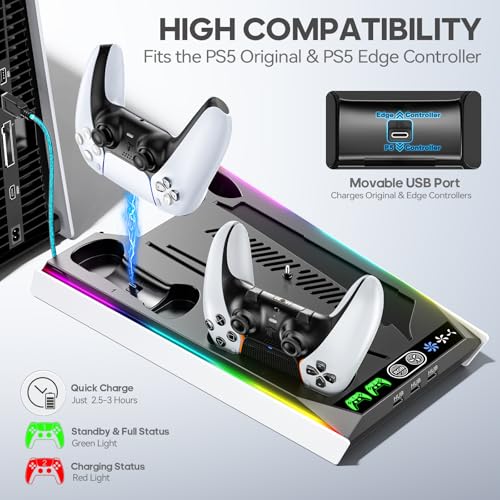 PS5 Stand with Cooling & Charging Station for Disc & Digital Console U78876