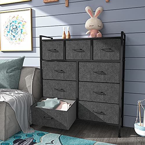 YITAHOME 9-Drawer Fabric Dresser with Steel Frame, Light Grey H6688