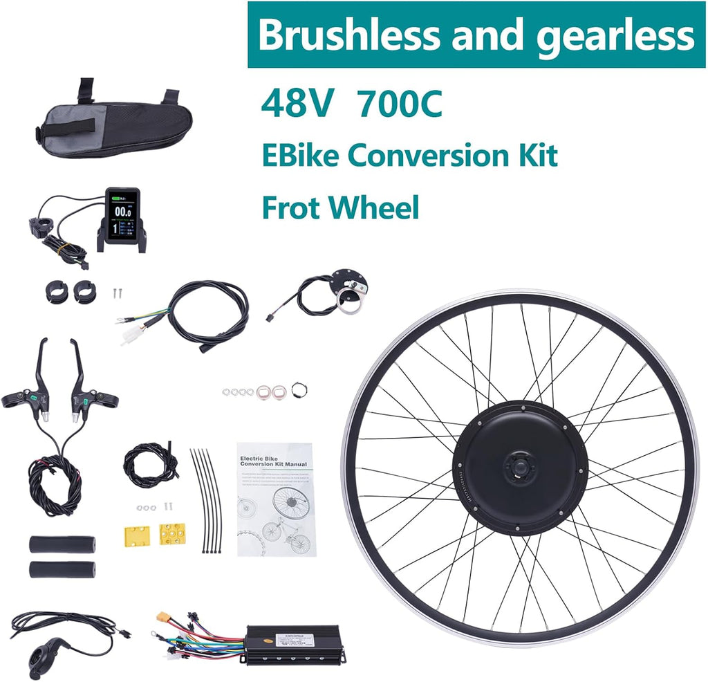Electric Bike Conversion Kit 48V 1000W Front Hub Motor for 28"/29"/700C Wheels N303