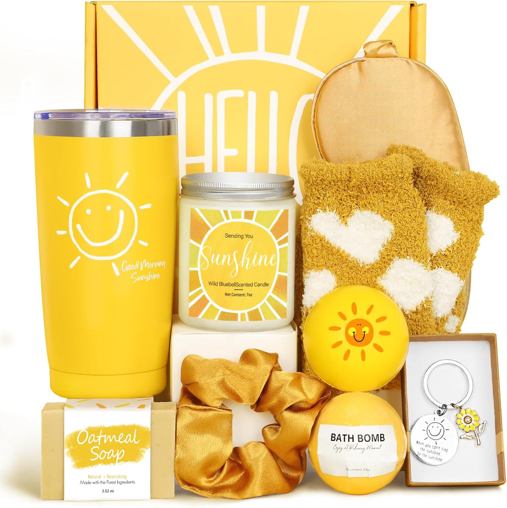 Gift Baskets for Women, 10pcs Unique Birthday Gifts for Women, Best Friend Birthday Gifts, Get Well Soon Gift Basket Sending Sunshine Gifts Cheer Up Box for Sister Friendship - BRIGHTEN UP HER DAY!