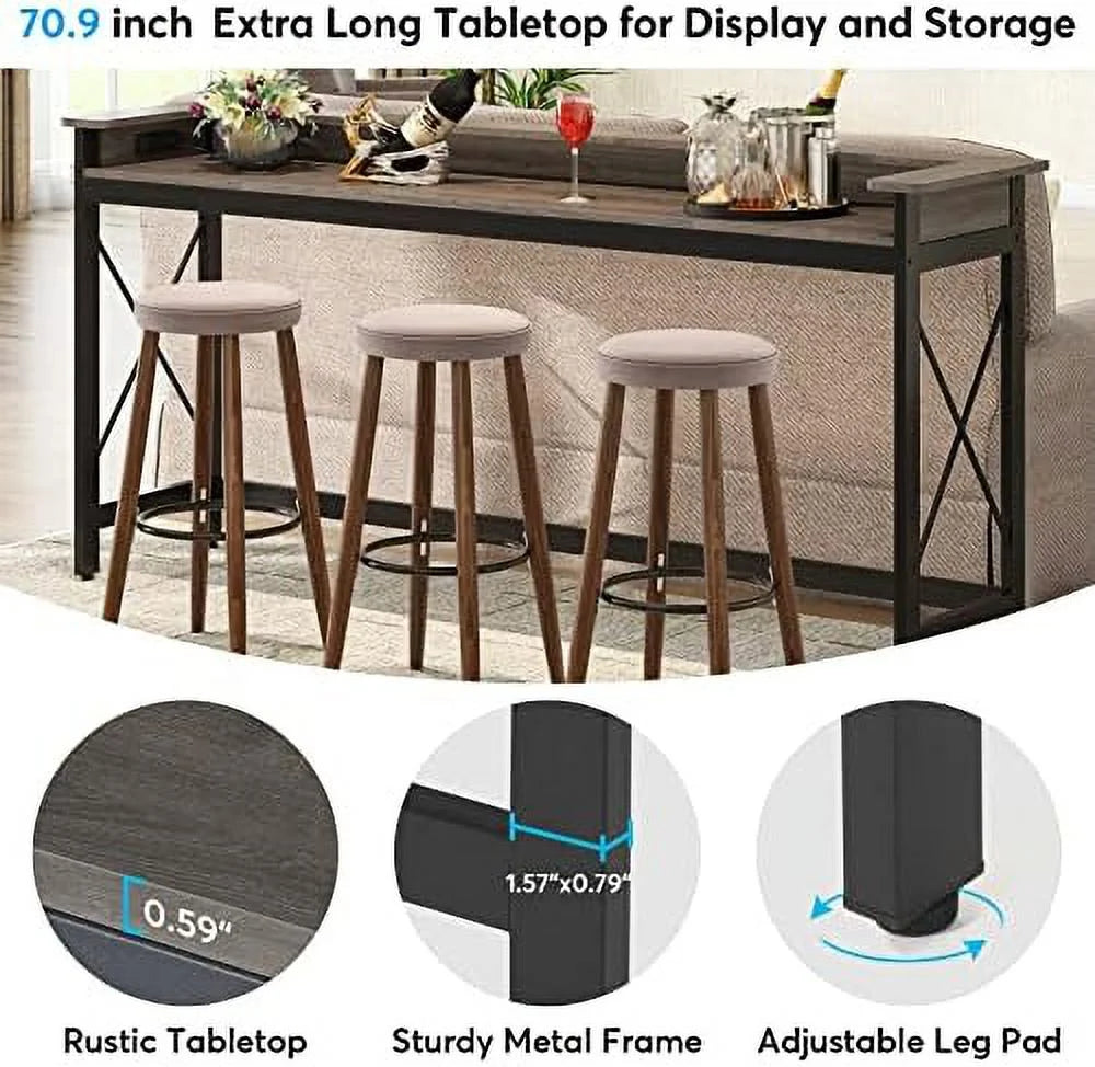 Sofa Table with Outlets and USB Ports, 70.9 inch Console Table for Living Room L879533