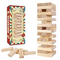Classic Wooden Tumbling Tower Game, 54pcs Timber Stacking Board Game with Carry Case, Family Night Toy Game Gift for Kids and Adults