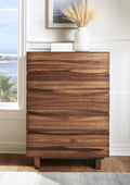 Modus Furniture Solid Wood Chest, Ocean - Natural Sengon, 5-Drawer