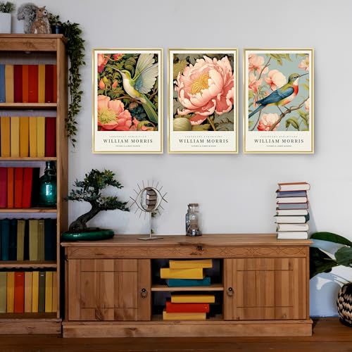 OVVGVV William Morris Wall Art Set of 3 Framed Botanical Canvas Decor K964339